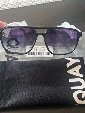 Quay Australia Black Frame Sunglasses with Purple Gradient Lenses